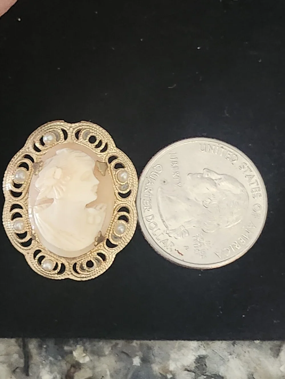 Vtg Classic Cameo Brooch Pin in Cream and Gold